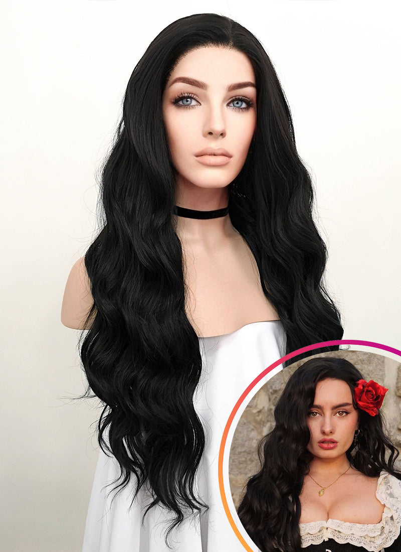 Wavy Natural Black Lace Front Synthetic Wig LF095 Wig Is Fashion