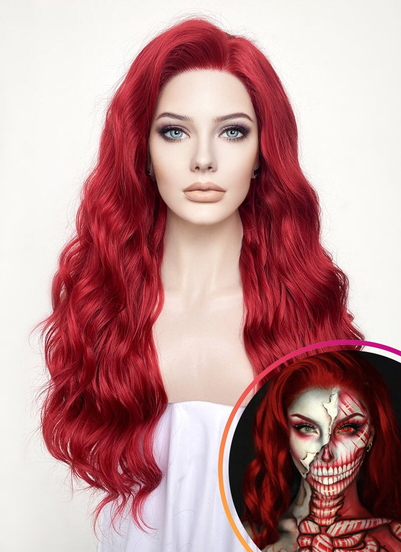 Wavy Red Lace Front Synthetic Wig LF355 Wig Is Fashion