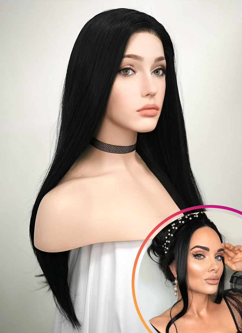 Straight Jet Black Lace Front Synthetic Wig LF002 Wig Is Fashion