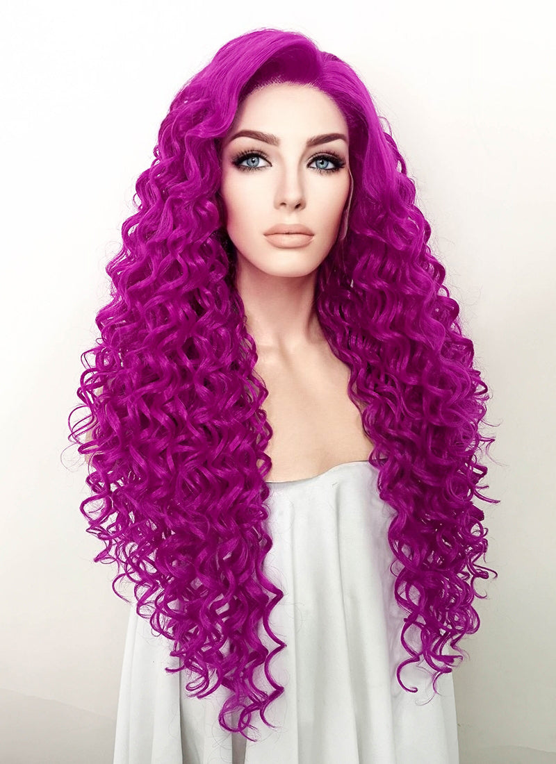 Long curly hotsell purple wig