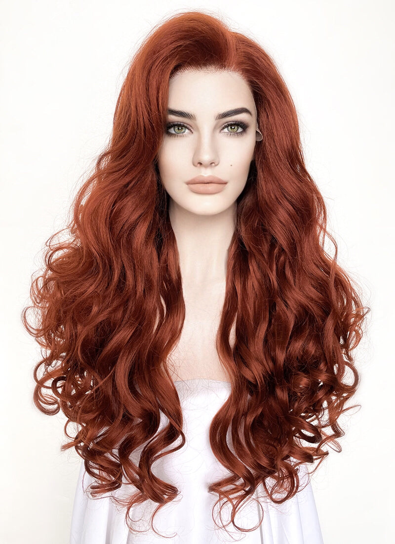 Auburn Wavy Yaki Lace Front Synthetic Wig LF5161