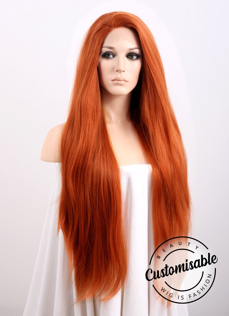 Straight Auburn Yaki Lace Wig CLF624 Customisable