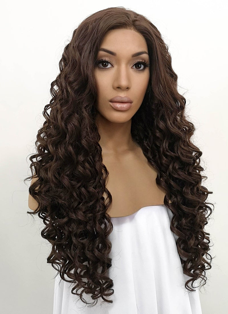 Brunette Spiral Curly Lace Front Synthetic Wig LFB169 Wig Is Fashion