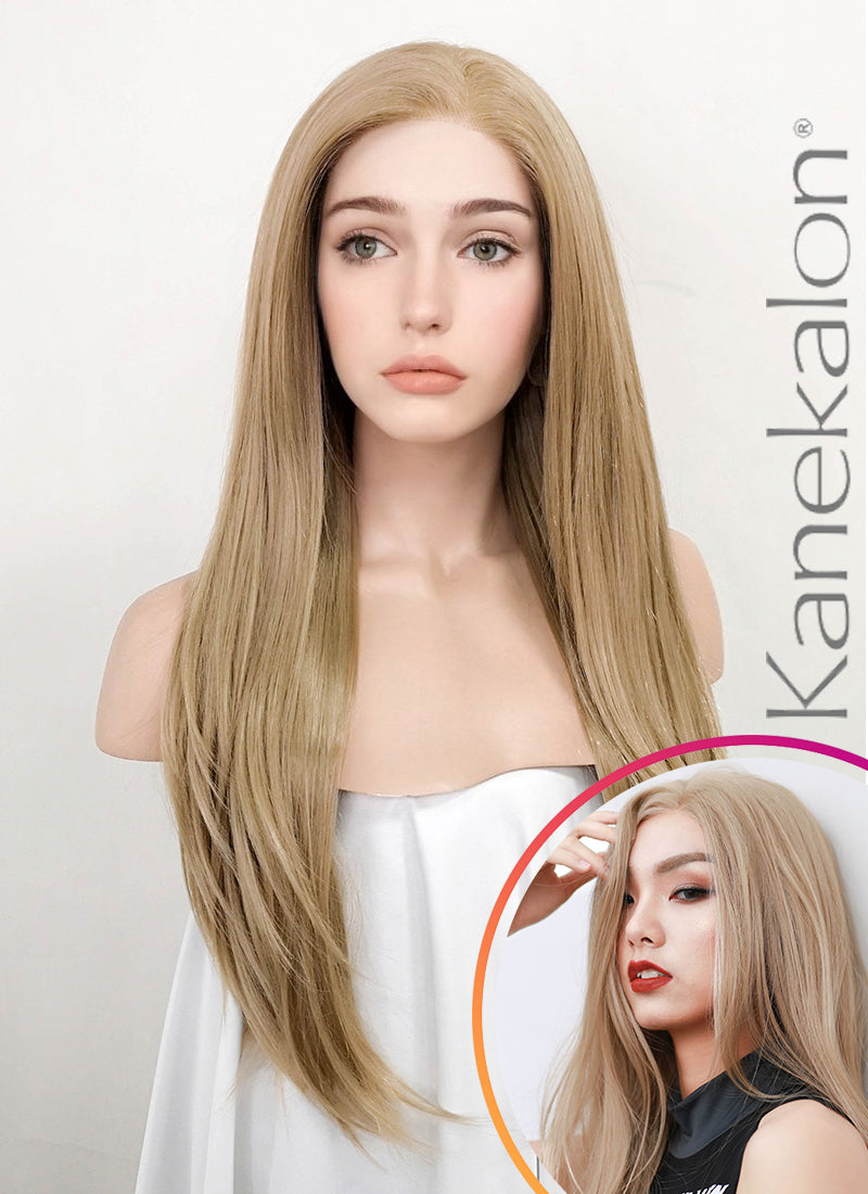 Ash Blonde Straight Lace Front Kanekalon Synthetic Wig LFK1281