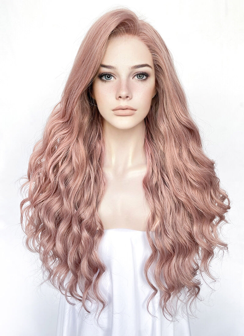 Pastel Pale Plum Wavy Lace Front Wig WigIsFashion Wig Is Fashion