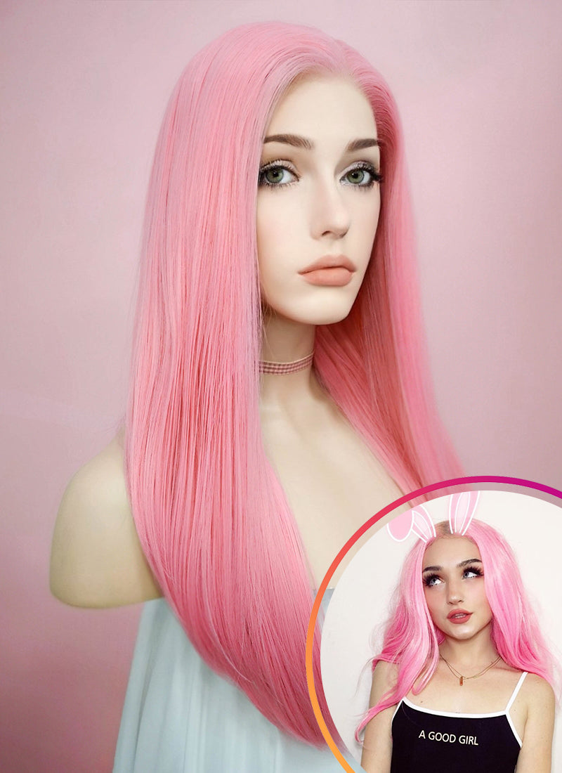 Straight Pastel Pink Lace Front Synthetic Wig LW769C Wig Is Fashion