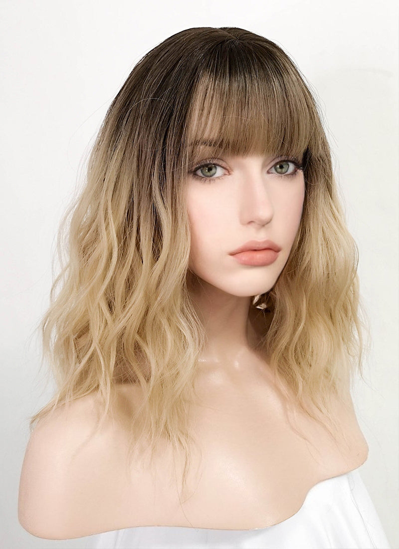 Blonde With Dark Roots Wavy Synthetic Wig NS176