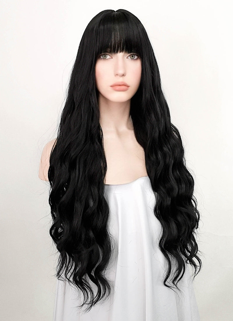 Black synthetic outlet wig