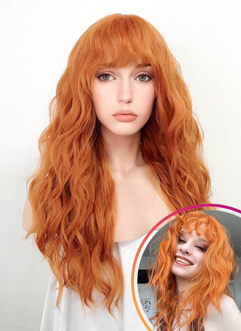 Orange Wavy Synthetic Hair Wig NS359 Wig Is Fashion