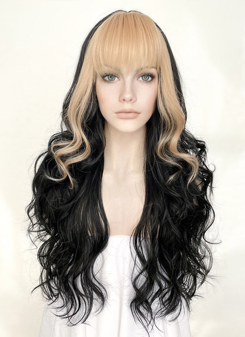 Black Blonde Mixed Wavy Synthetic Wig WigIsFashion Wig Is Fashion