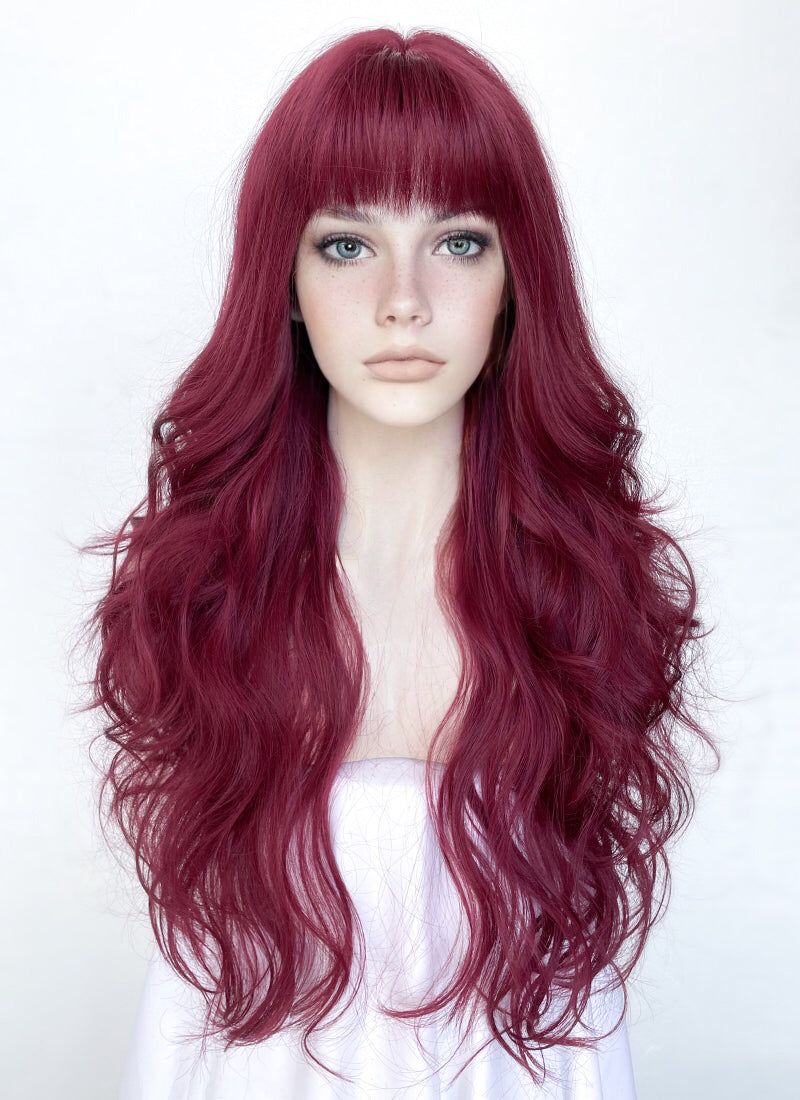 Wowfactor outlets violet fire burgundy bang wig