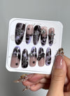 Violet Pink Gothic Leopard Almond Reusable Press-On Nails NF009