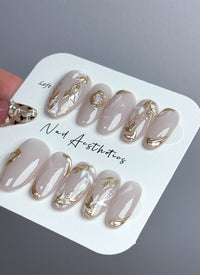 Modern Chinese Bare Hand-Painted Handmade Press-On Nails NF026