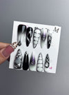 Liquid Metal Sweet and Edgy-Tone Almond Handmade Press-On Nails NF041