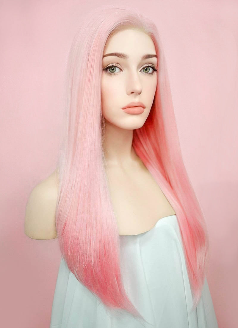 Pink lace front 2025 wigs synthetic hair