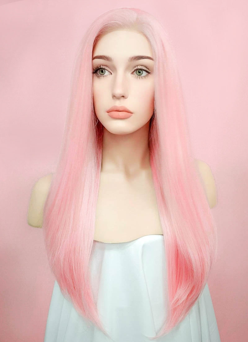 Pastel Pink Straight Lace Front Synthetic Wig LF026 Wig Is Fashion