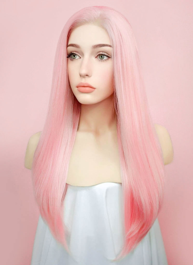 Pastel Pink Straight Lace Front Synthetic Wig LF026 Wig Is Fashion