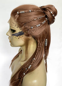 Baldur's Gate 3 Laezel Chestnut Brown Braided Lace Front Synthetic Wig LF2167