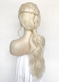 House of the Dragon Queen Rhaenyra Targaryen Platinum Blonde Braided Lace Front Synthetic Wig LF2168