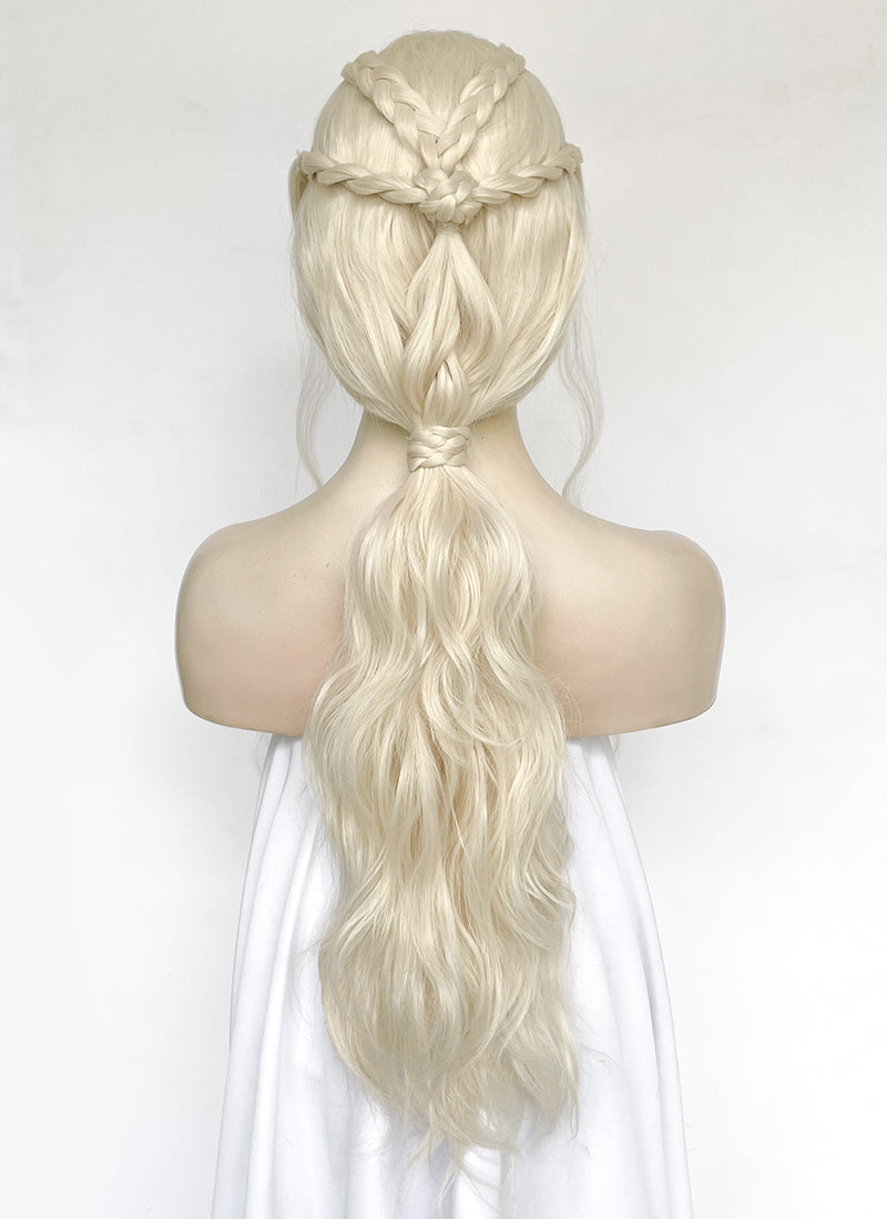 House of the Dragon Queen Rhaenyra Targaryen Platinum Blonde Braided Lace Front Synthetic Wig LF2168