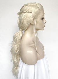 House of the Dragon Queen Rhaenyra Targaryen Platinum Blonde Braided Lace Front Synthetic Wig LF2168