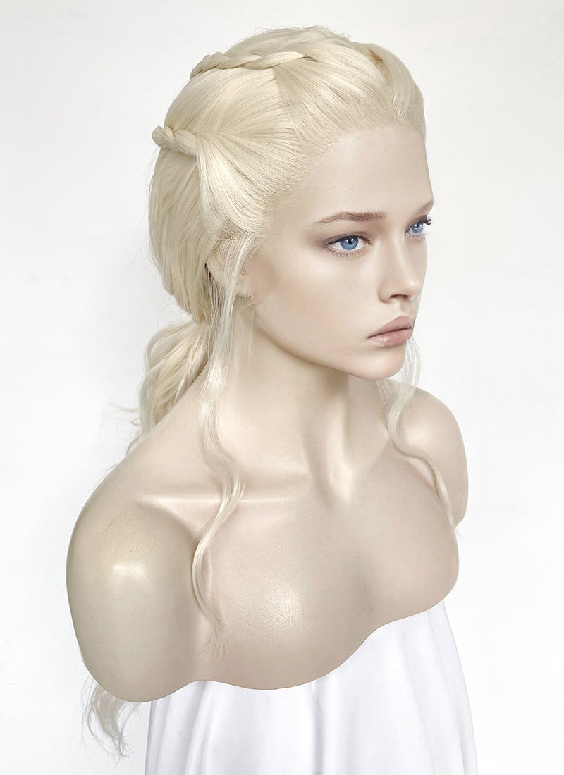 House of the Dragon Queen Rhaenyra Targaryen Platinum Blonde Braided Lace Front Synthetic Wig LF2168