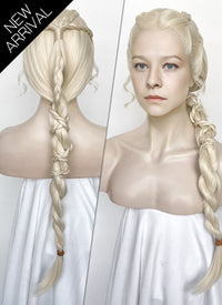 House of the Dragon Queen Rhaenyra Targaryen Platinum Blonde Braided Lace Front Synthetic Wig LF2169