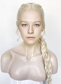 House of the Dragon Queen Rhaenyra Targaryen Platinum Blonde Braided Lace Front Synthetic Wig LF2170