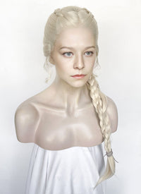 House of the Dragon Queen Rhaenyra Targaryen Platinum Blonde Braided Lace Front Synthetic Wig LF2170