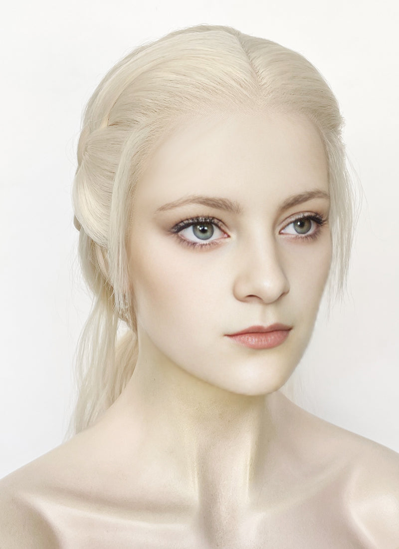 House of the Dragon Helaena Targaryen Platinum Blonde Braided Lace Front Synthetic Wig LF2171