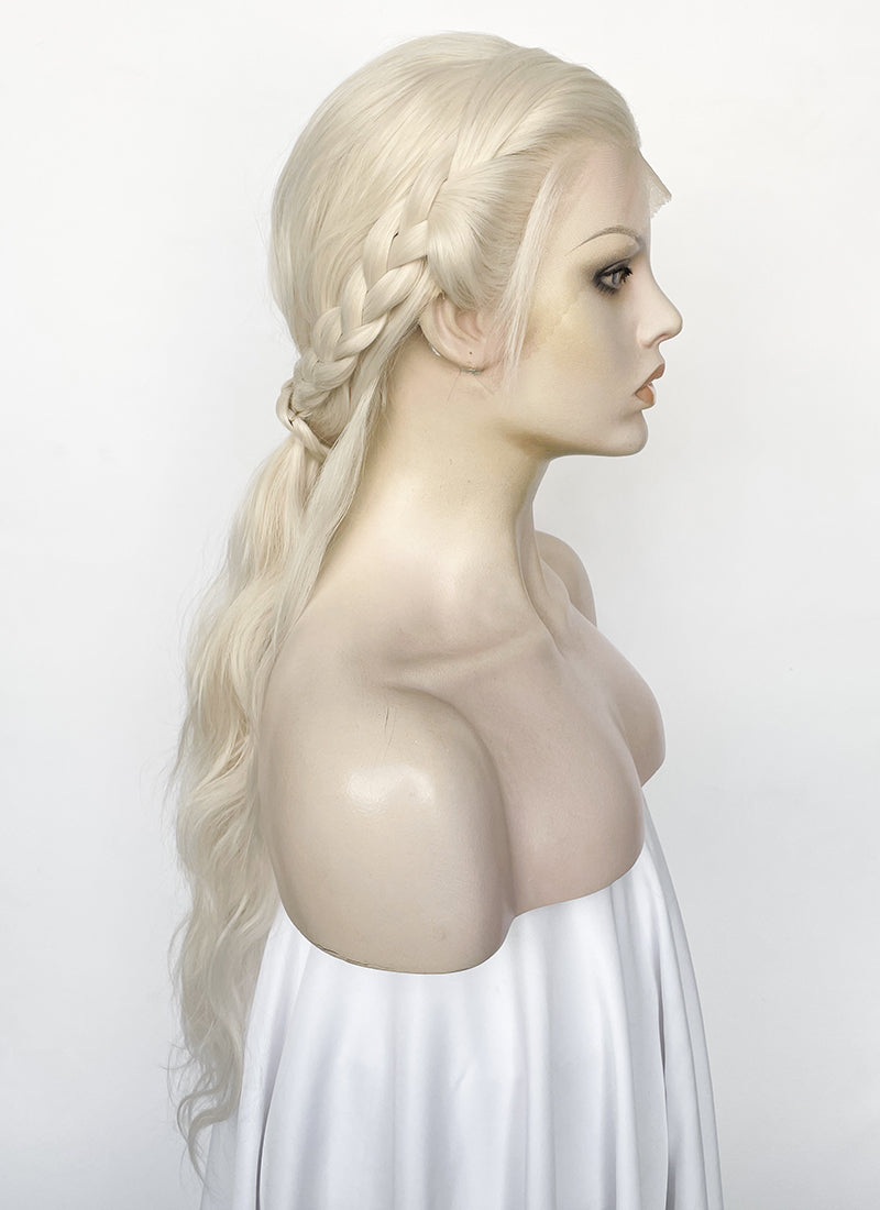 House of the Dragon Helaena Targaryen Platinum Blonde Braided Lace Front Synthetic Wig LF2171