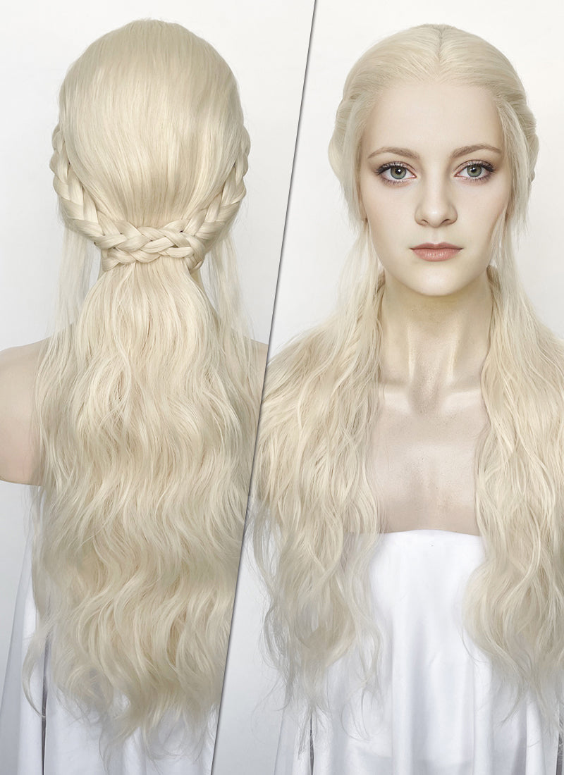 House of the Dragon Helaena Targaryen Platinum Blonde Braided Lace Front Synthetic Wig LF2171