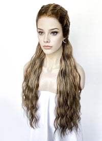 Brown With Blonde Highlights Braided Lace Front Synthetic Wig LF2508