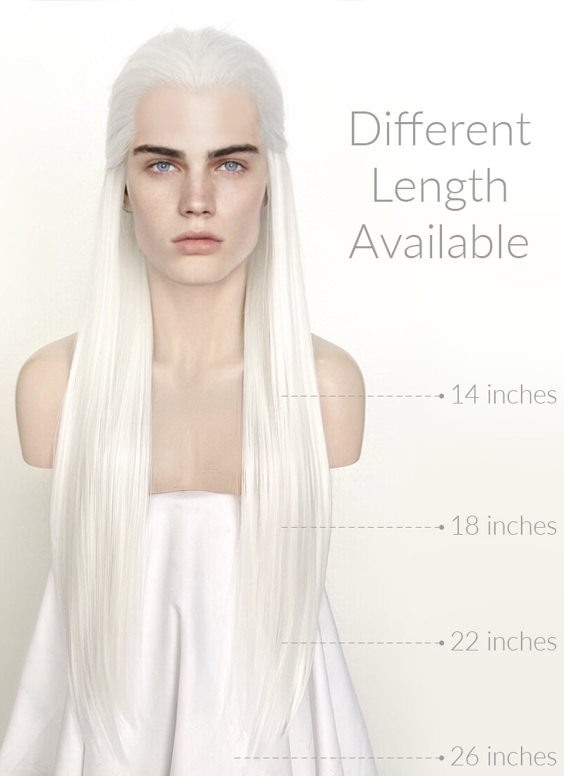 White Straight Lace Front Synthetic Men's Wig LF3270B (Customisable)