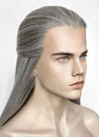 Mixed Grey Straight Lace Front Synthetic Men's Wig LF3270E (Customisable)