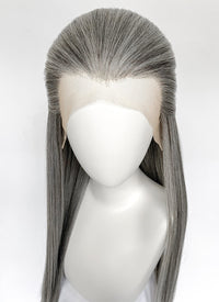 Mixed Grey Straight Lace Front Synthetic Men's Wig LF3270E