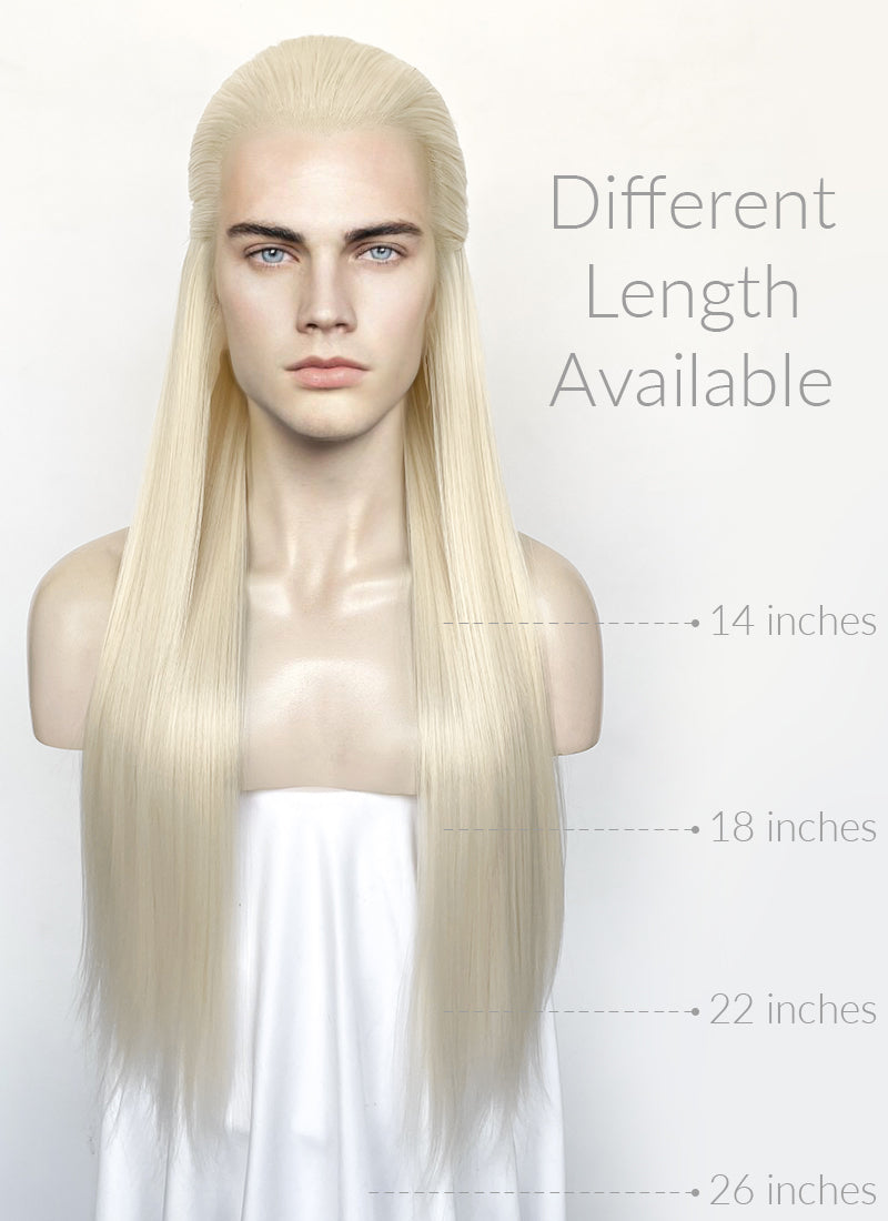 Platinum Blonde Straight Lace Front Synthetic Men's Wig LF3270F