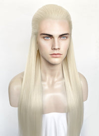 Platinum Blonde Straight Lace Front Synthetic Men's Wig LF3270F