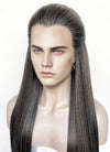 Mixed Dark Grey Straight Lace Front Synthetic Men's Wig LF3270J