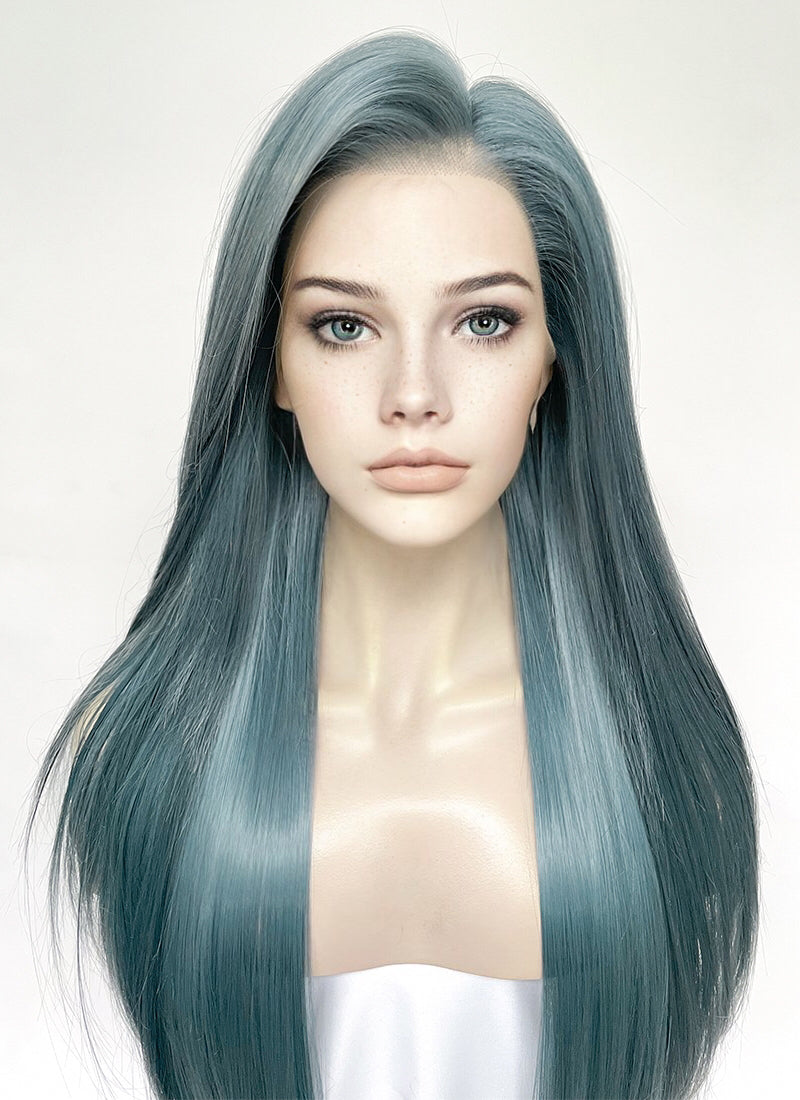 Ash Blue Straight Lace Front Kanekalon Synthetic Hair Wig LF3343