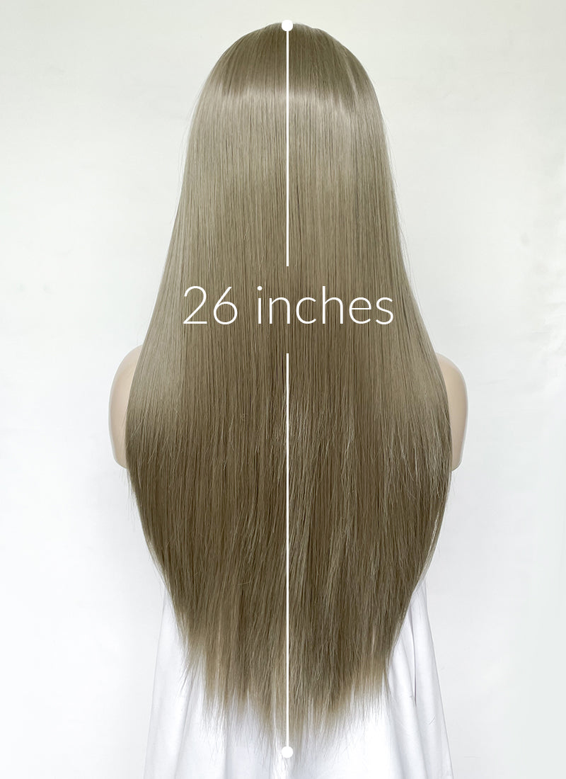 Greenish Grey Straight Lace Front Kanekalon Synthetic Hair Wig LF3346