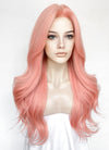 Pink Curtain Bangs Wavy Lace Front Synthetic Wig LF3347