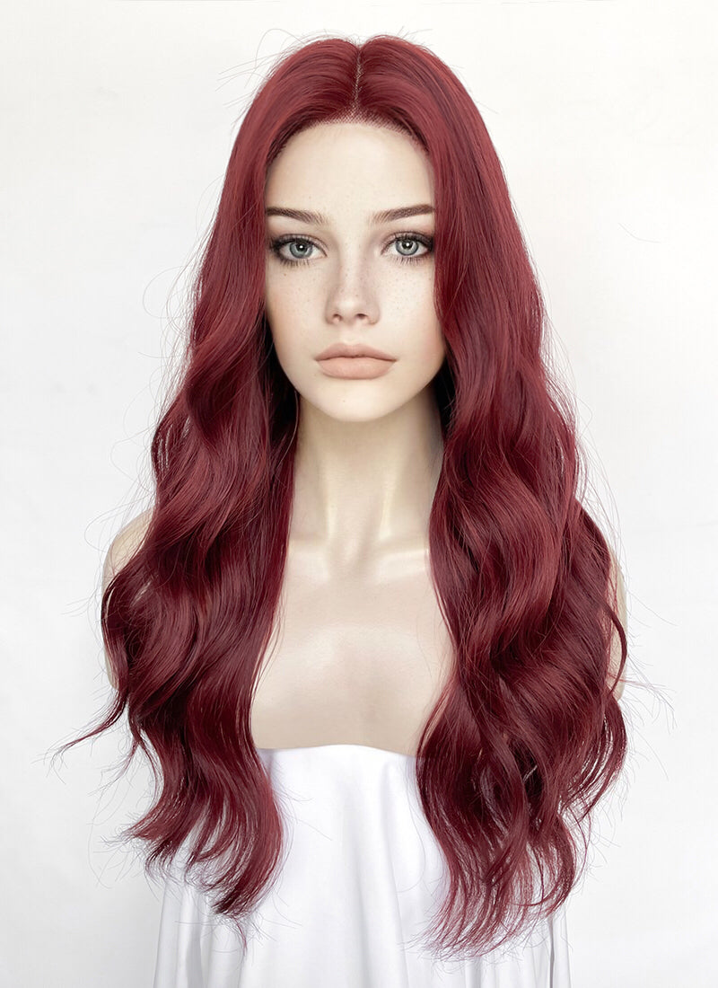 Burgundy Red Wavy Lace Front Synthetic Hair Wig LF3353