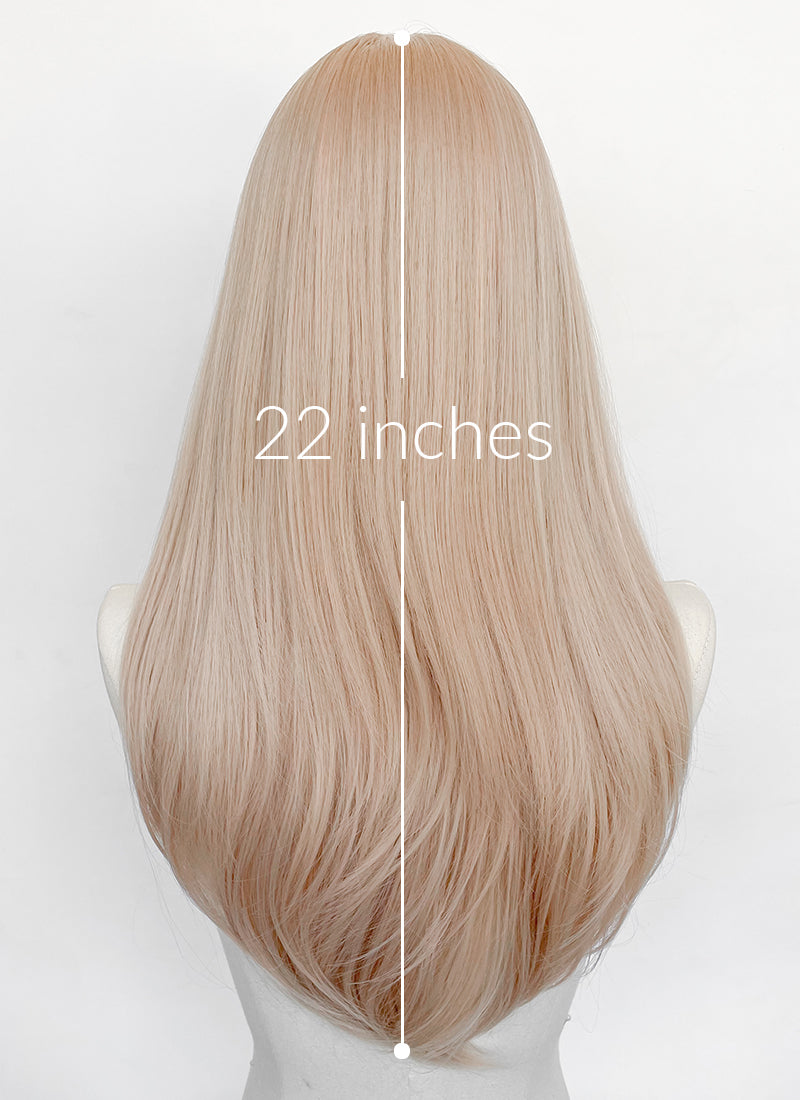 Pinkish Blonde Straight Layered Hush Cut Lace Front Synthetic Hair Wig LF3354