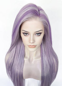 Pastel Mixed Purple Straight Lace Front Kanekalon Synthetic Wig LF3357