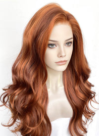 Mixed Auburn Wavy Lace Front Synthetic Wig LF3360