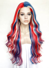 Tri-Tone French Flag Color Wavy Lace Front Synthetic Wig LF5175