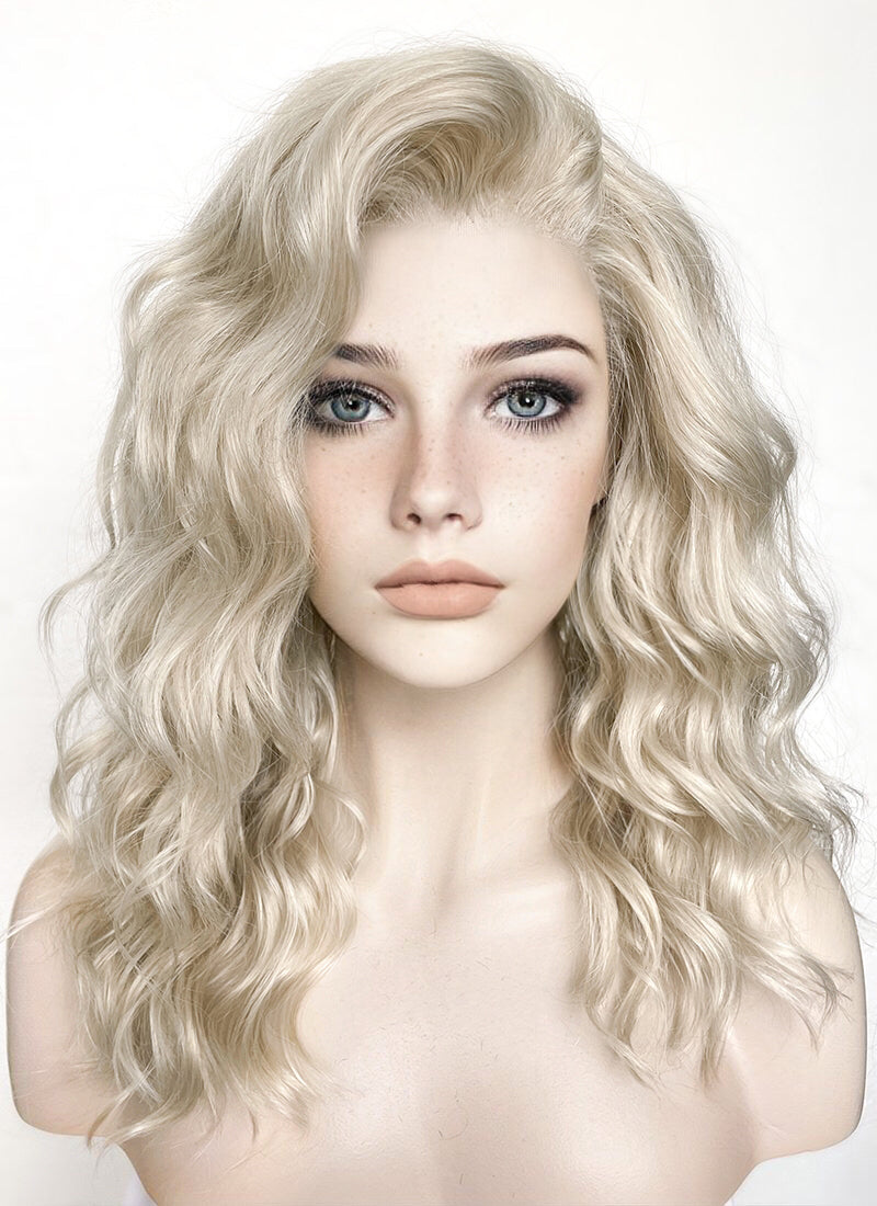 Light Ash Blonde Wavy Lace Front Synthetic Wig LF6004