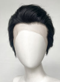 Elvis Black Straight Slicked Back Lace Front Synthetic Men's Wig LF6010