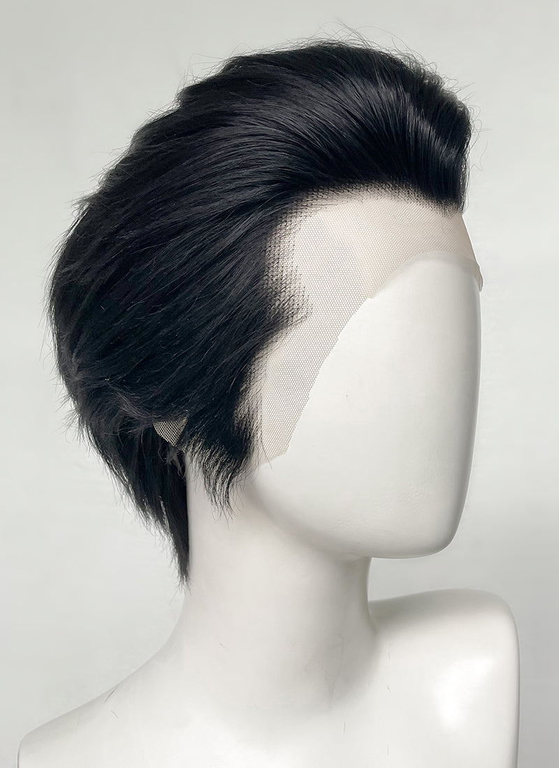 Elvis Black Straight Slicked Back Lace Front Synthetic Wig LF6010